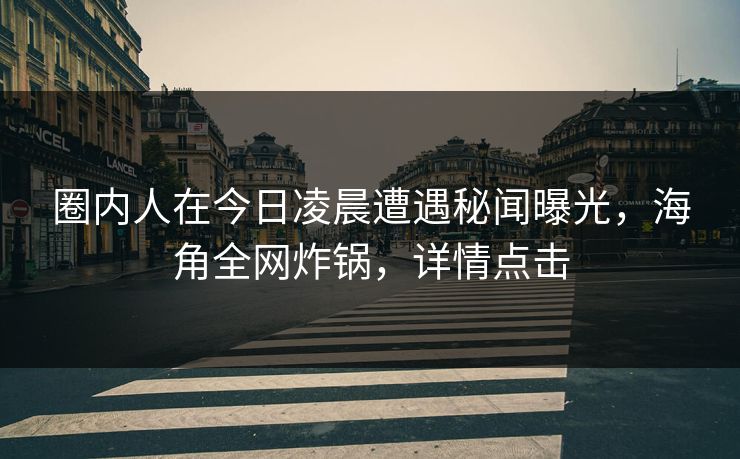 圈内人在今日凌晨遭遇秘闻曝光，海角全网炸锅，详情点击