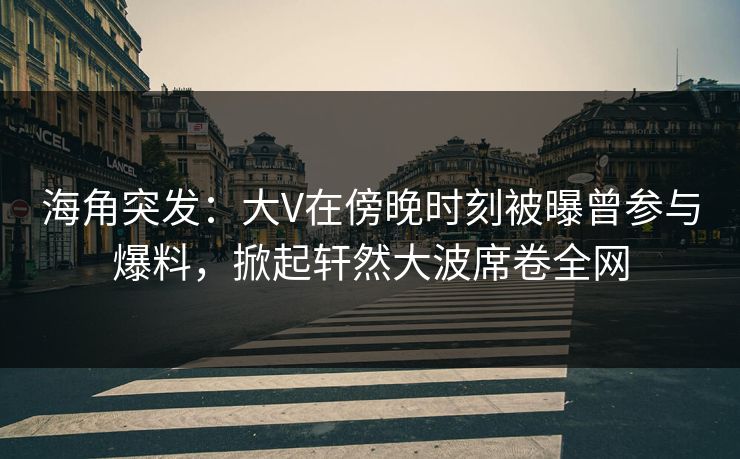海角突发：大V在傍晚时刻被曝曾参与爆料，掀起轩然大波席卷全网