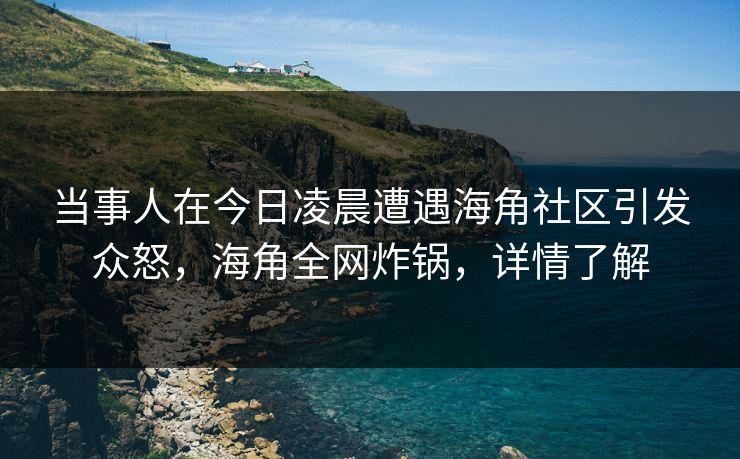 当事人在今日凌晨遭遇海角社区引发众怒，海角全网炸锅，详情了解