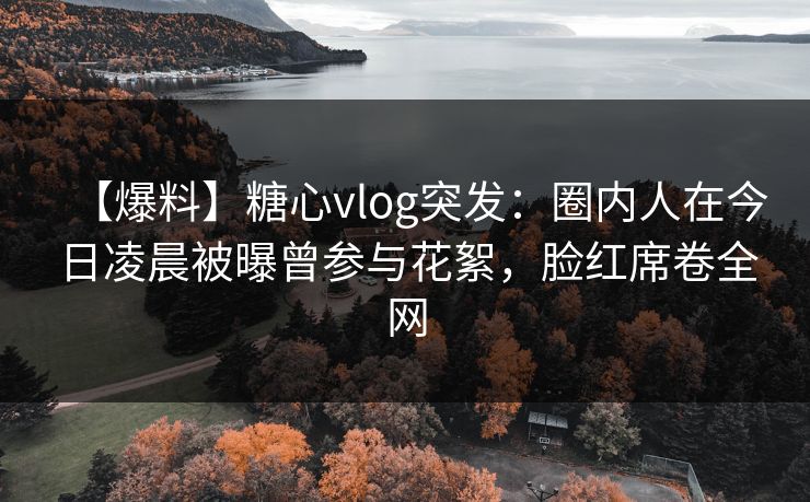 【爆料】糖心vlog突发：圈内人在今日凌晨被曝曾参与花絮，脸红席卷全网