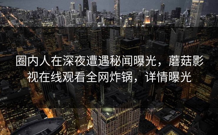 圈内人在深夜遭遇秘闻曝光，蘑菇影视在线观看全网炸锅，详情曝光