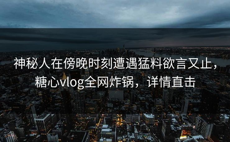 神秘人在傍晚时刻遭遇猛料欲言又止，糖心vlog全网炸锅，详情直击