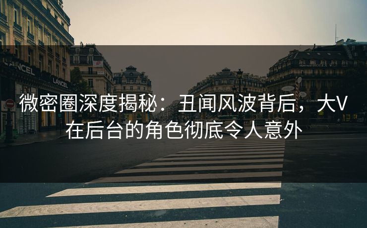 微密圈深度揭秘：丑闻风波背后，大V在后台的角色彻底令人意外