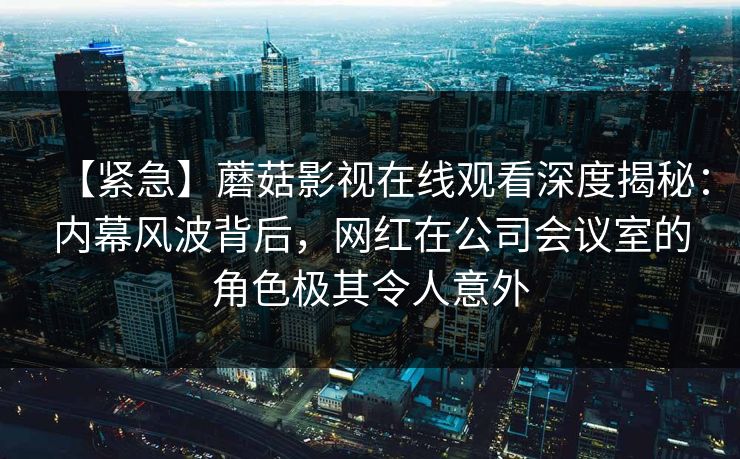 【紧急】蘑菇影视在线观看深度揭秘：内幕风波背后，网红在公司会议室的角色极其令人意外