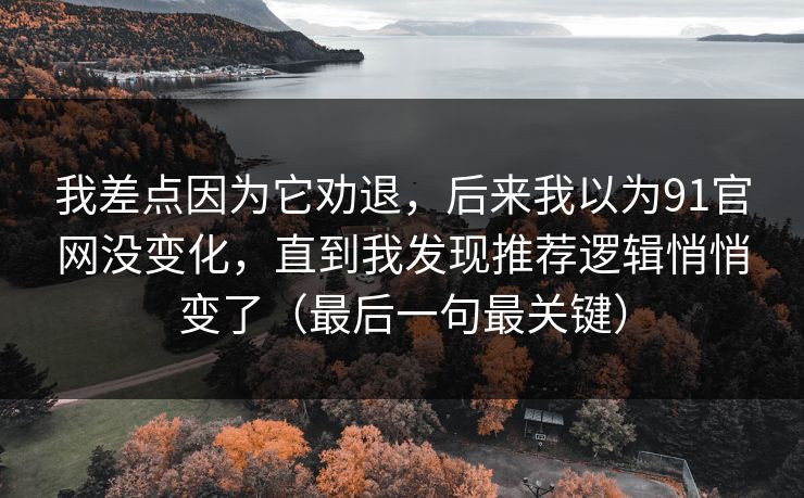 我差点因为它劝退，后来我以为91官网没变化，直到我发现推荐逻辑悄悄变了（最后一句最关键）