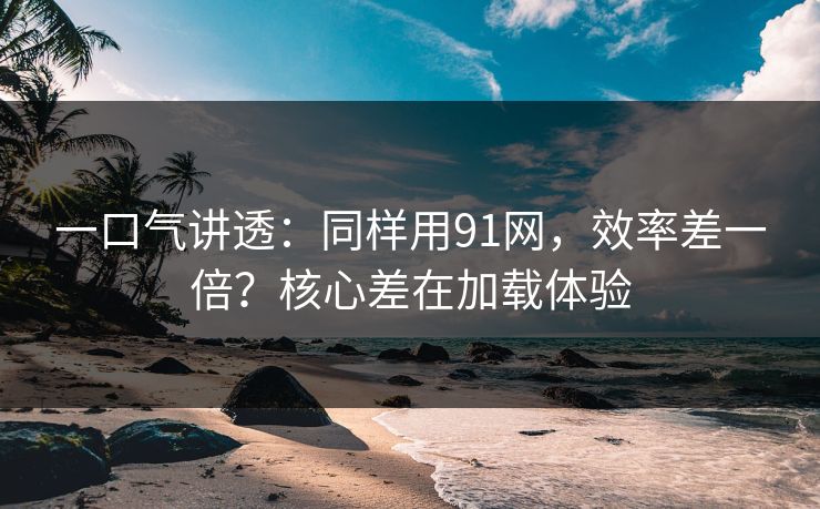 一口气讲透：同样用91网，效率差一倍？核心差在加载体验
